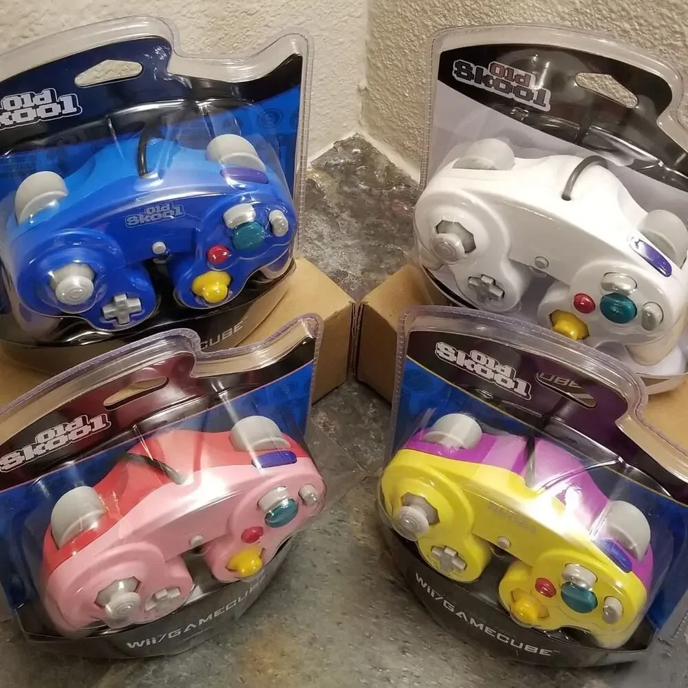 4 Gamecube Controllers - 4 Colors Bundle (NEW) Pink Yellow Blue White - Nintendo